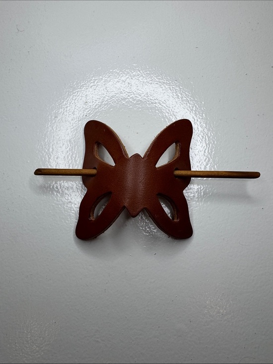 Accessories - NEW Leather Butterfly Hair Slide, handmade artisan boho festival, clip barrette